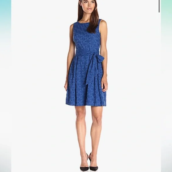 navy blue dress for baby girl Anne Klein | Dresses | Anne Klein Womens Sleeveless Selfsash Eyelet  Fitandflare Dress